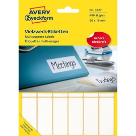 Universal-Etiketten für Handbeschriftung 50x19mm weiß Zweckform 3327 (PACK=486 STÜCK) Produktbild