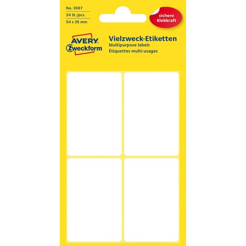 Universal-Etiketten für Handbeschriftung 54x35mm weiß Zweckform 3087 (PACK=24 STÜCK) Produktbild