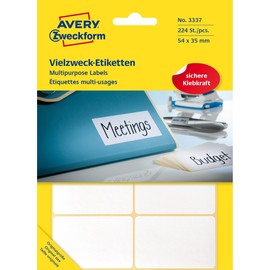 Universal-Etiketten für Handbeschriftung 54x35mm weiß Zweckform 3337 (PACK=224 STÜCK) Produktbild