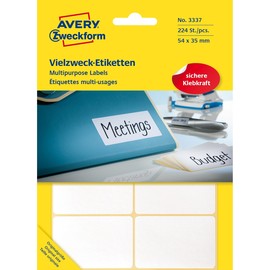 Universal-Etiketten für Handbeschriftung 54x35mm weiß Zweckform 3337 (PACK=224 STÜCK) Produktbild