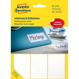 Universal-Etiketten für Handbeschriftung 66x38mm weiß Zweckform 3334 (PACK=174 STÜCK) Produktbild