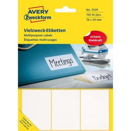 Universal-Etiketten für Handbeschriftung 76x39mm weiß Zweckform 3329 (PACK=192 STÜCK) Produktbild