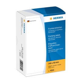 Frankieretiketten doppelt 140x50mm weiß Herma 4321 (PACK=500 STÜCK) Produktbild