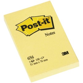 Haftnotizen Post-it Notes Einzelblock 51x76mm gelb Papier 3M 656 (ST=100 BLATT) Produktbild