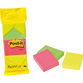 Haftnotizen Post-it Notes 38x51mm neonfarben Papier 3M 6812N (PACK=3x 100 BLATT) Produktbild