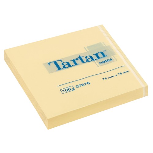 Haftnotizen Tartan Notes 76x76mm gelb Papier 3M 07676 (PACK=12x 100 BLATT) Produktbild Front View L