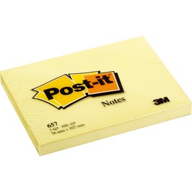 Haftnotizen Post-it Notes 76x102mm gelb Papier 3M 657 (ST=100 BLATT) Produktbild