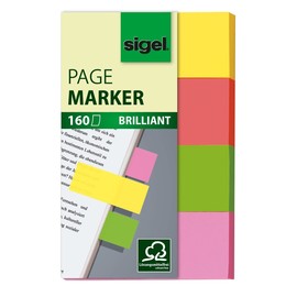 Haftmarker Brillant 50x20mm 4 Grundfarben Papier Sigel HN630 (PACK=4x 40 STÜCK) Produktbild