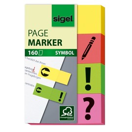 Haftmarker Symbole 50x20mm 4 Farben verschiedene Zeichen Papier Sigel HN635 (PACK=4x 40 STÜCK) Produktbild