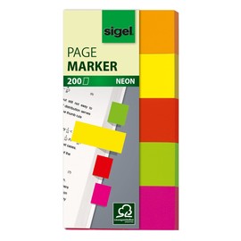 Haftmarker Neon 50x20mm 5 Neonfarben Papier Sigel HN650 (PACK=5x 40 STÜCK) Produktbild
