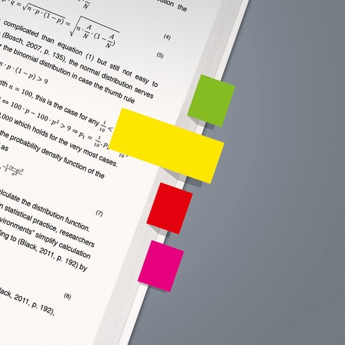 Haftmarker Neon 50x20mm 5 Neonfarben Papier Sigel HN650 (PACK=5x 40 STÜCK) Produktbild Additional View 2 L