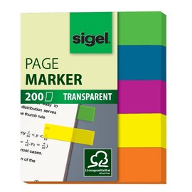 Haftmarker Film Mini 50x12mm 5 Leuchtfarben transparent Sigel HN615 (PACK=5x 40 STÜCK) Produktbild