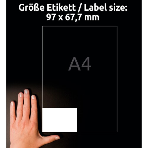 Etiketten Inkjet+Laser+Kopier 97x67,7mm auf A4 Bögen weiß Zweckform 4782 (PACK=240 STÜCK) Produktbild Additional View 6 L