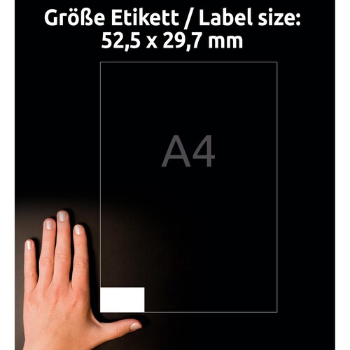 Etiketten Inkjet+Laser+Kopier 52,5x29,7 auf A4 Bögen weiß Zweckform 3651 (PACK=4000 STÜCK) Produktbild Additional View 6 L