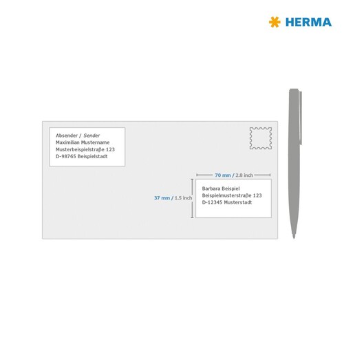 Etiketten PREMIUM Inkjet+Laser+Kopier 70x37mm auf A4 Bögen weiß permanent Herma 4615 (PACK=4800 STÜCK) Produktbild Additional View 2 L