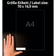Etiketten Inkjet+Laser+Kopier 70x16,9mm auf A4 Bögen weiß Zweckform 3420 (PACK=5100 STÜCK) Produktbild Additional View 6 S