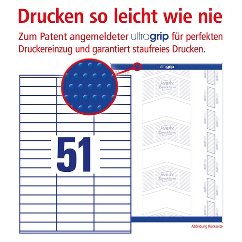 Etiketten Inkjet+Laser+Kopier 70x16,9mm auf A4 Bögen weiß Zweckform 3420 (PACK=5100 STÜCK) Produktbild Additional View 3 L