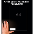 Etiketten Inkjet+Laser+Kopier 70x25,4mm auf A4 Bögen weiß Zweckform 3421 (PACK=3300 STÜCK) Produktbild Additional View 6 S