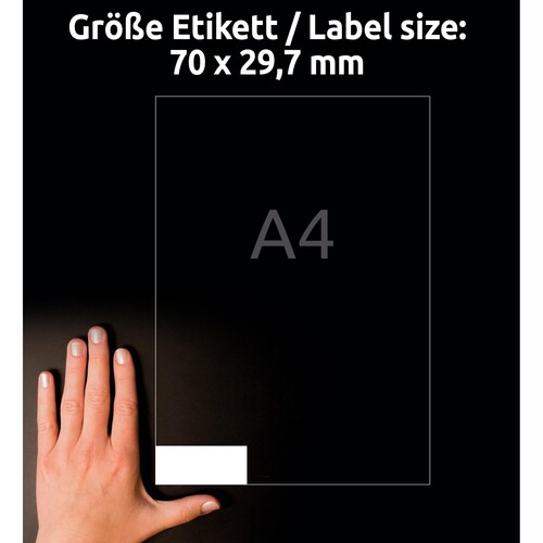 Etiketten Inkjet+Laser+Kopier 70x29,7mm auf A4 Bögen weiß Zweckform 3489 (PACK=3000 STÜCK) Produktbild Additional View 6 L