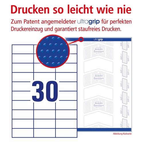 Etiketten Inkjet+Laser+Kopier 70x29,7mm auf A4 Bögen weiß Zweckform 3489 (PACK=3000 STÜCK) Produktbild Additional View 3 L