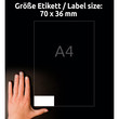 Etiketten Inkjet+Laser+Kopier 70x36mm auf A4 Bögen weiß Zweckform 3490 (PACK=720 STÜCK) Produktbild Additional View 6 S