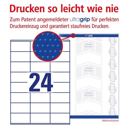 Etiketten Inkjet+Laser+Kopier 70x36mm auf A4 Bögen weiß Zweckform 3490 (PACK=720 STÜCK) Produktbild Additional View 3 L