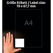 Etiketten Inkjet+Laser+Kopier 70x67,7mm auf A4 Bögen weiß Zweckform 3661 (PACK=1200 STÜCK) Produktbild Additional View 6 S