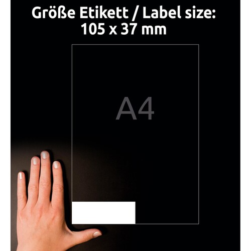 Etiketten Inkjet+Laser+Kopier 105x37mm auf A4 Bögen weiß Zweckform 3484 (PACK=1600 STÜCK) Produktbild Additional View 6 L