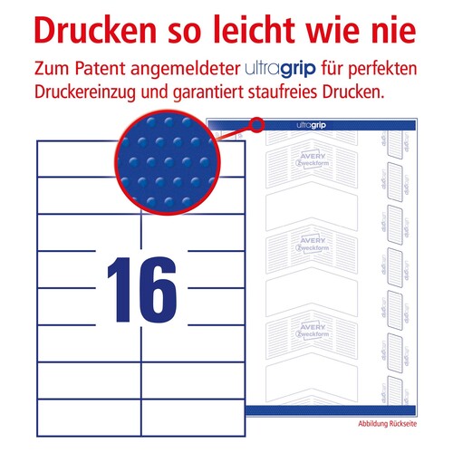 Etiketten Inkjet+Laser+Kopier 105x37mm auf A4 Bögen weiß Zweckform 3484 (PACK=1600 STÜCK) Produktbild Additional View 3 L