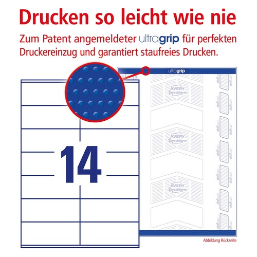Etiketten Inkjet+Laser+Kopier 105x41mm auf A4 Bögen weiß Zweckform 3477 (PACK=1400 STÜCK) Produktbild Additional View 3 L