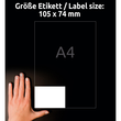 Etiketten Inkjet+Laser+Kopier 105x74mm auf A4 Bögen weiß Zweckform 3427 (PACK=800 STÜCK) Produktbild Additional View 6 S