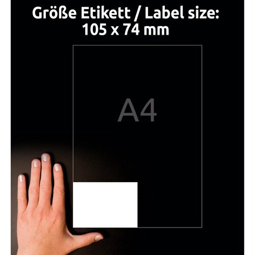 Etiketten Inkjet+Laser+Kopier 105x74mm auf A4 Bögen weiß Zweckform 3427 (PACK=800 STÜCK) Produktbild Additional View 6 L