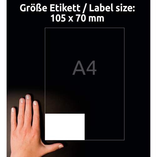 Etiketten Inkjet+Laser+Kopier 105x70mm auf A4 Bögen weiß Zweckform 3426 (PACK=800 STÜCK) Produktbild Additional View 6 L