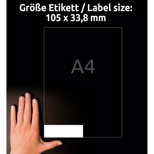 Etiketten Inkjet+Laser+Kopier 105x33,8mm auf A4 Bögen weiß Zweckform 3665 (PACK=1600 STÜCK) Produktbild Additional View 6 L