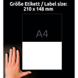 Etiketten Inkjet+Laser+Kopier 210x148mm auf A4 Bögen weiß Zweckform 3655 (PACK=200 STÜCK) Produktbild Additional View 6 S
