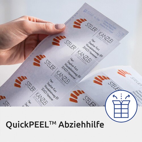 Adress-Etiketten Laser+Kopier 99,1x42,3mm auf A4 Bögen transparent Zweckform L4772-25 (PACK=300 STÜCK) Produktbild Additional View 5 L