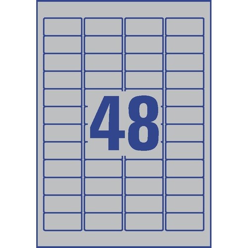 Typenschild-Etiketten Laser+Kopier 45,7x21,2mm auf A4 Bögen silber Polyester Zweckform L6009-20 (PACK=960 STÜCK) Produktbild Additional View 2 L