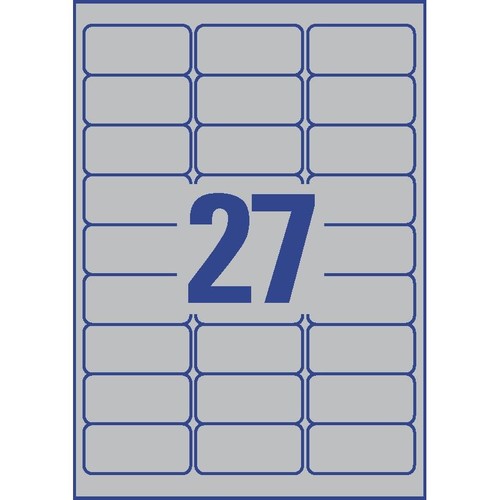 Typenschild-Etiketten Laser+Kopier 63,5x29,6mm auf A4 Bögen silber Polyester Zweckform L6011-20 (PACK=540 STÜCK) Produktbild Additional View 2 L