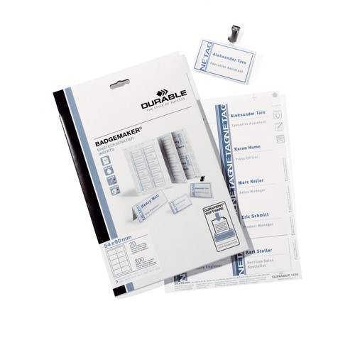 Einsteckschilder BADGEMAKER für 54x90mm Namensschilder weiß Durable 1455-02 (PACK=200 STÜCK) Produktbild Additional View 1 L