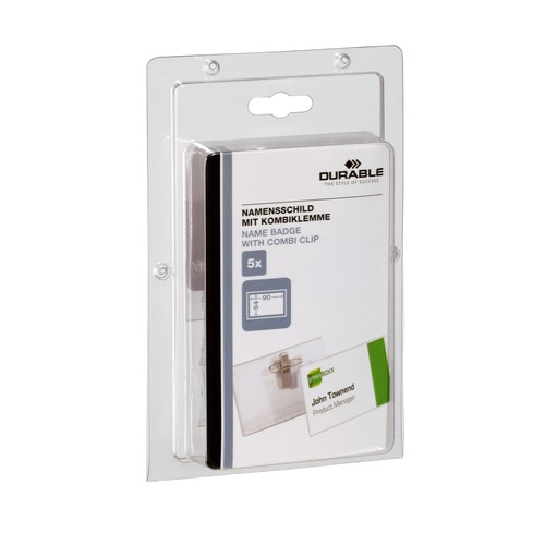 Namensschild mit Kombiklemme 54x90mm Durable 8610-19 (PACK=5 STÜCK) Produktbild Additional View 1 L