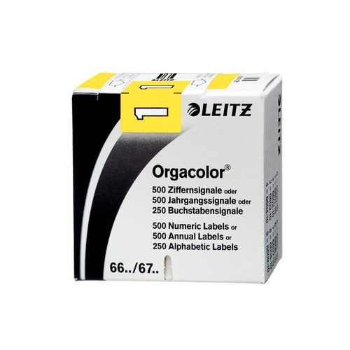 Ziffernsignale 1 Orgacolor auf Rolle 30x23mm gelb selbstklebend Leitz 6601-10-00 (SCH=500 STÜCK)