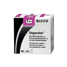 Ziffernsignale 6 Orgacolor auf Rolle 30x23mm violett selbstklebend Leitz 6606-10-00 (SCH=500 STÜCK) Produktbild