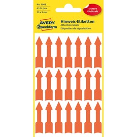 Hinweis-Etiketten PFEIL 39x9mm leuchtrot Zweckform 3008 (BTL=63 STÜCK) Produktbild