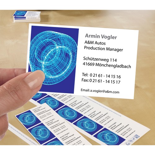 Visitenkarten Inkjet+Laser+Kopier A4 85x54mm 185g weiß beidseitig bedruckbar Microperforation Zweckform C32010-10 (PACK=100 STÜCK) Produktbild Additional View 3 L