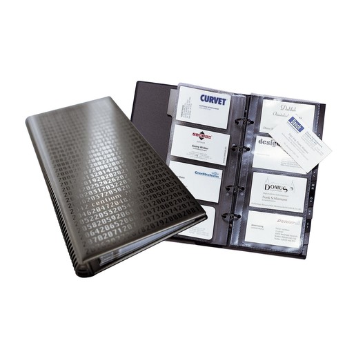 Visitenkartenringbuch mit Register Visifix Centium erweiterbar 145x255mm schwarz Durable 2403-01 Produktbild Front View L