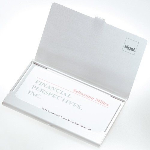 Visitenkarten-Etui 92x63x5mm für 15Karten silber-matt Aluminium Sigel VZ135 Produktbild Additional View 1 L