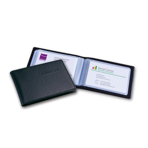 Visitenkartenmappe Lederoptik für 40Karten schwarz Kunststoff Sigel VZ170 Produktbild Additional View 2 L