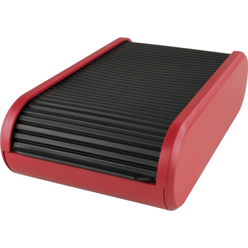 Visitenkartenbox Linear 136x240x67mm schwarz/rot Kunststoff Helit H6218092 Produktbild Front View L