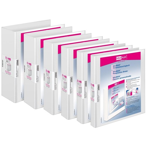 Präsentationsringbuch Velodur mit Sichttaschen A4 Überbreite 4Ringe Ringe-Ø60mm weiß PP Veloflex 4142190 Produktbild Additional View 1 L
