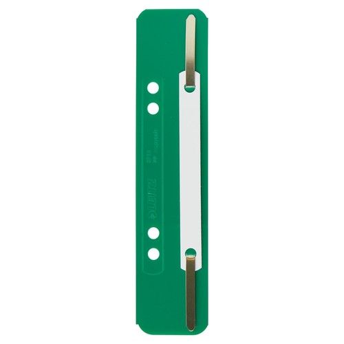 Einhänge-Heftstreifen kurz mit Kunststoff-Deckschiene 35x158mm grün PP Leitz 3710-00-55 (PACK=25 STÜCK) Produktbild Front View L